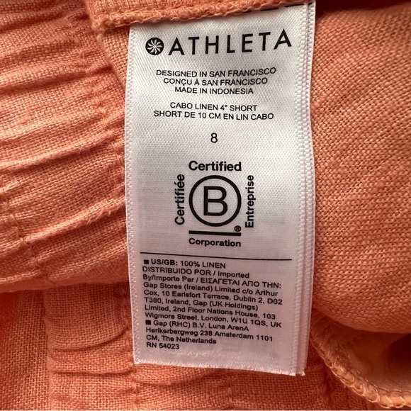 Athleta Cabo Linen 4” Shorts in Cactus Peach - Picture 7 of 8